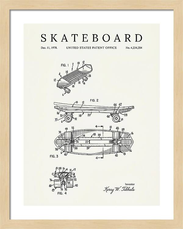 Skateboard Minimalist Patent Us4234204a