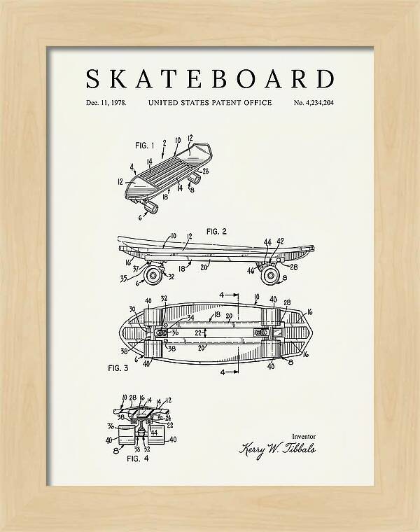 Skateboard Minimalist Patent Us4234204a