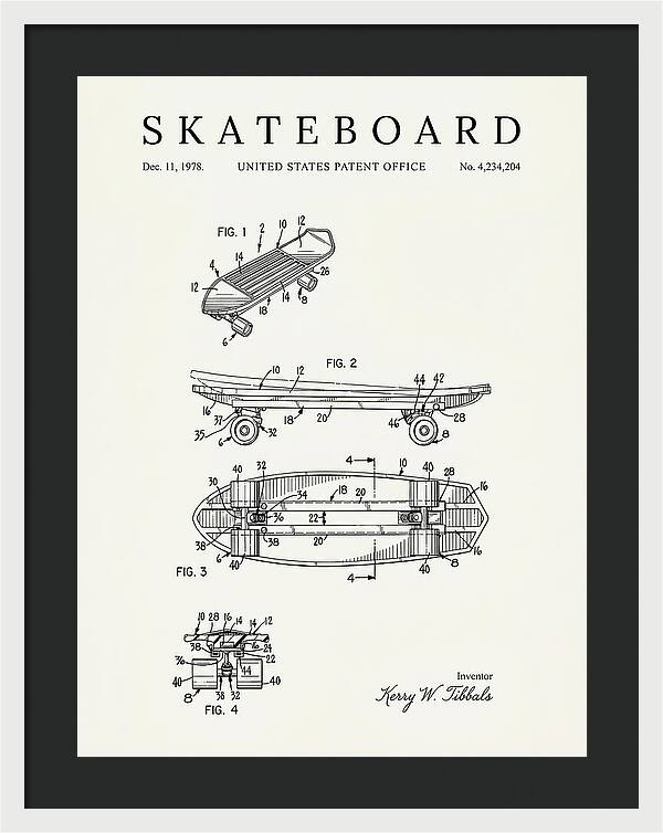 Skateboard Minimalist Patent Us4234204a