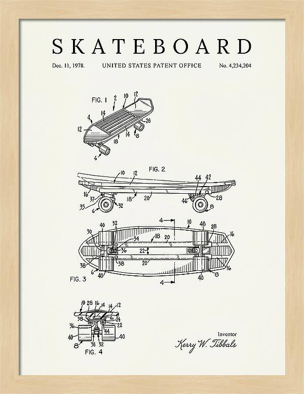 Skateboard Minimalist Patent Us4234204a