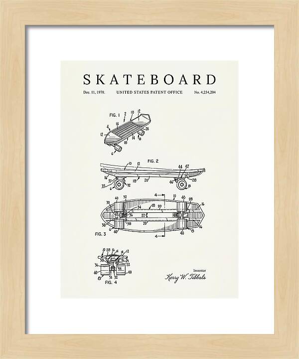 Skateboard Minimalist Patent Us4234204a