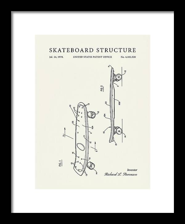 Skateboard Structure Minimalist Patent Us4182520a
