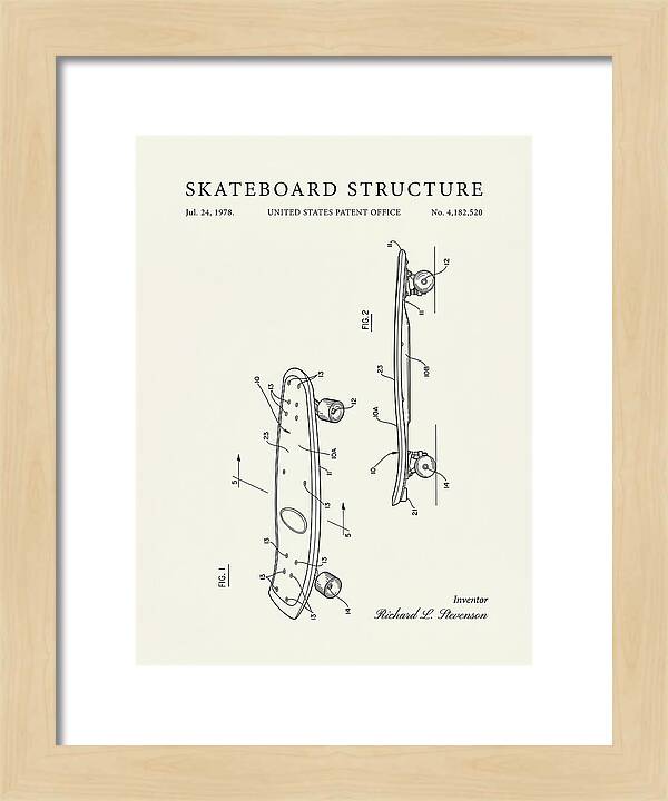 Skateboard Structure Minimalist Patent Us4182520a