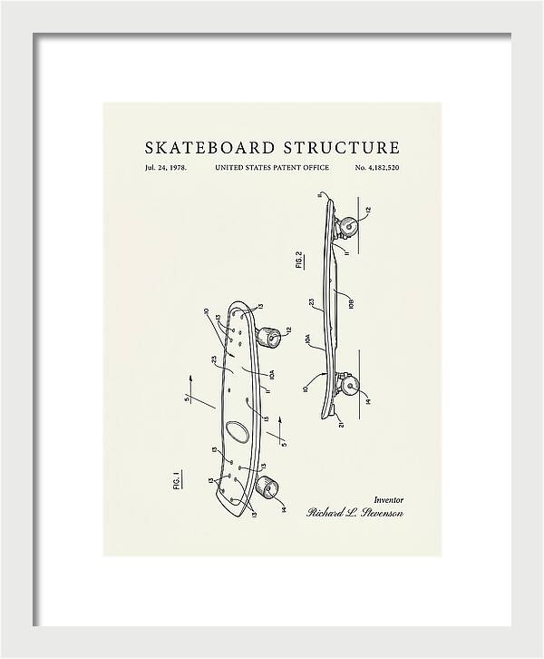 Skateboard Structure Minimalist Patent Us4182520a