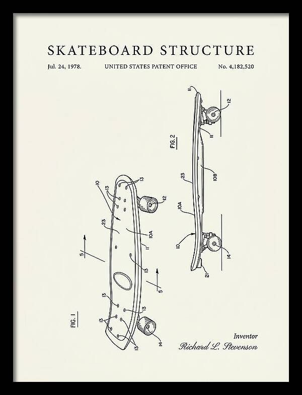 Skateboard Structure Minimalist Patent Us4182520a