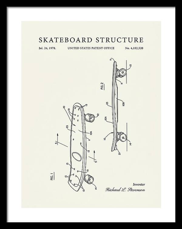 Skateboard Structure Minimalist Patent Us4182520a