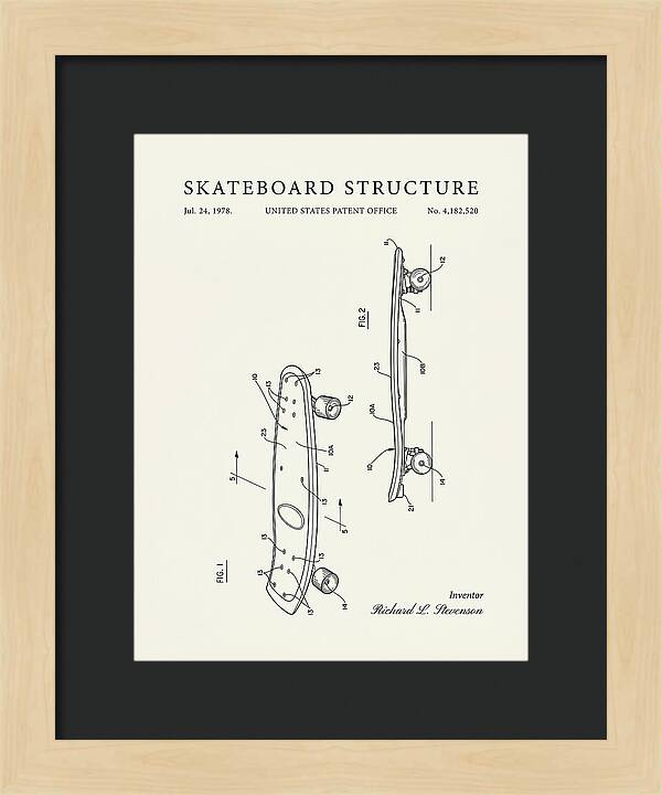Skateboard Structure Minimalist Patent Us4182520a