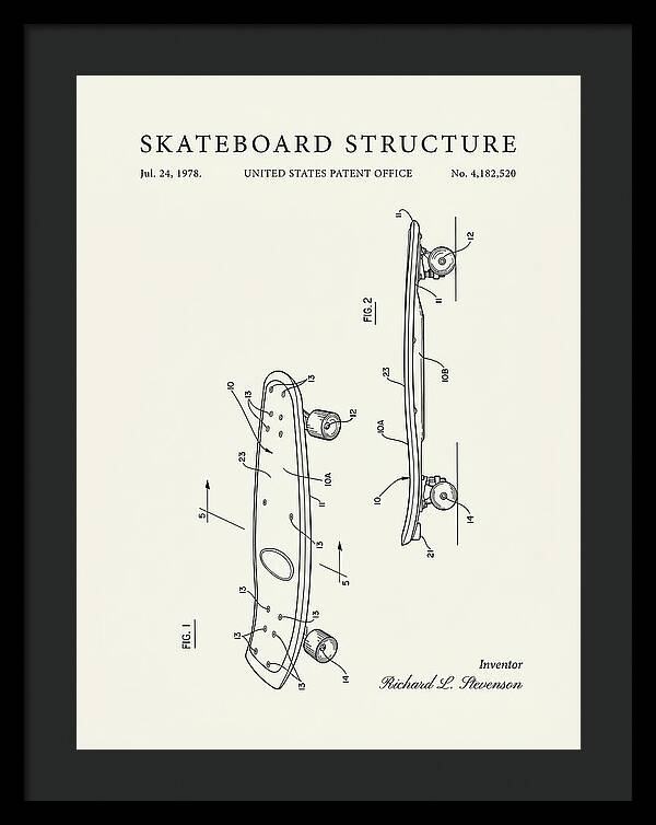 Skateboard Structure Minimalist Patent Us4182520a