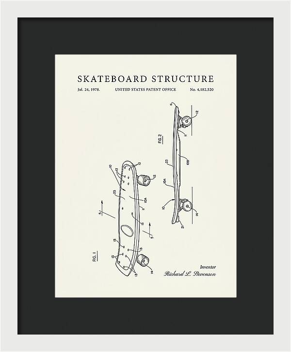 Skateboard Structure Minimalist Patent Us4182520a
