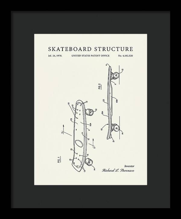 Skateboard Structure Minimalist Patent Us4182520a