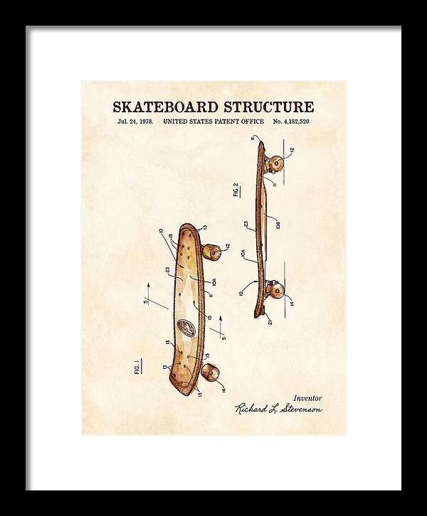 Skateboard Structure Watercolor Patent Us4182520a