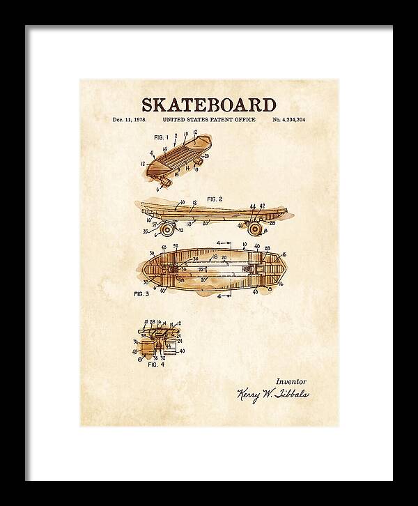 Skateboard Watercolor Patent Us4234204a