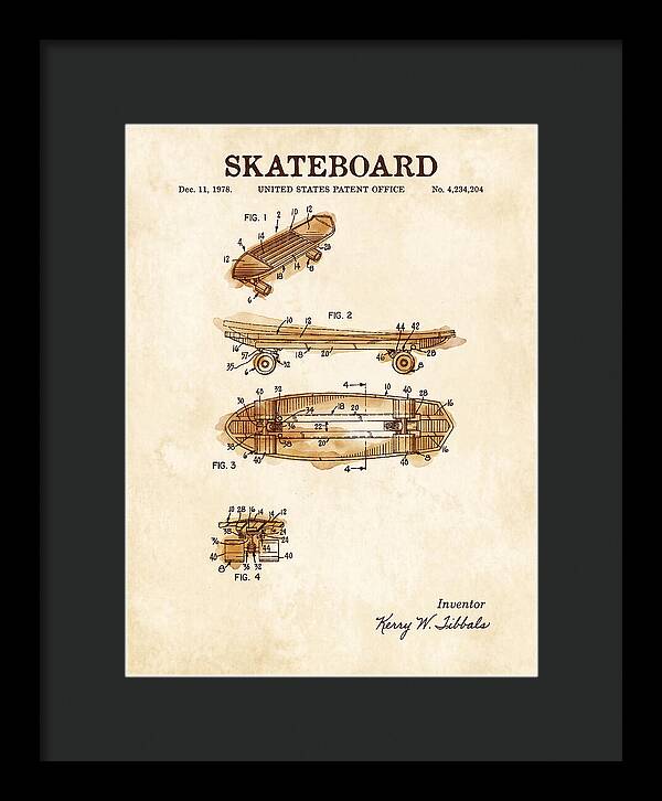 Skateboard Watercolor Patent Us4234204a