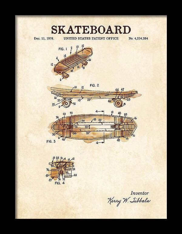 Skateboard Watercolor Patent Us4234204a