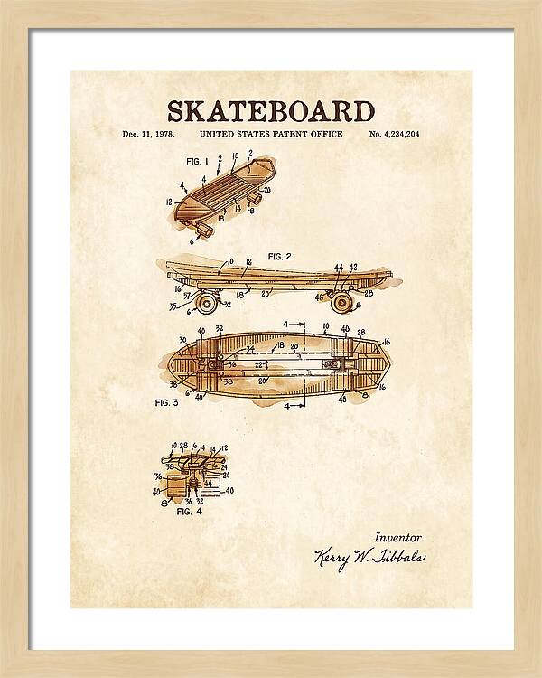 Skateboard Watercolor Patent Us4234204a