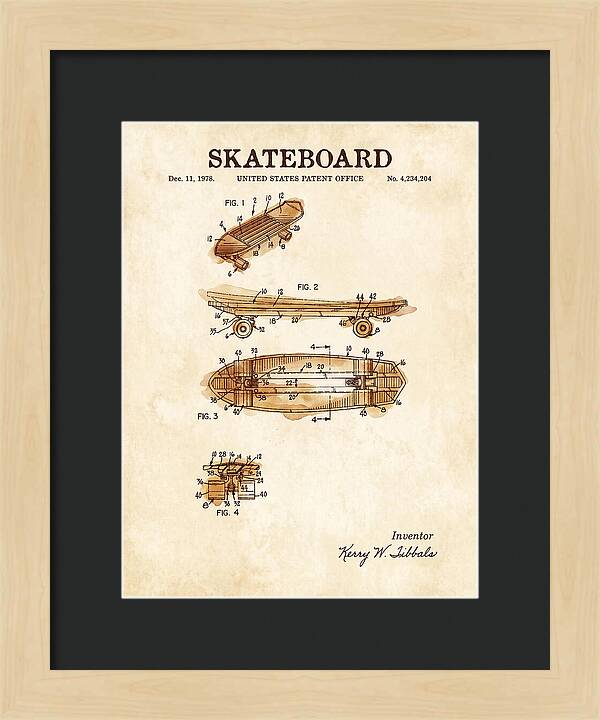 Skateboard Watercolor Patent Us4234204a