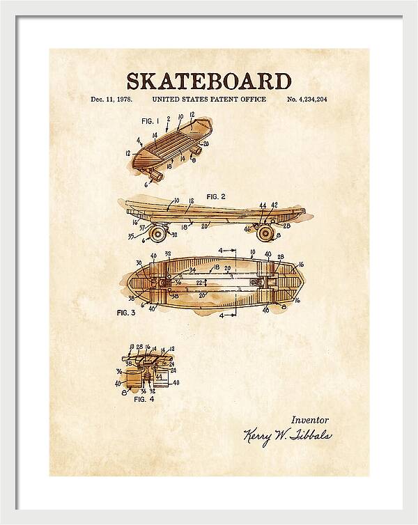 Skateboard Watercolor Patent Us4234204a