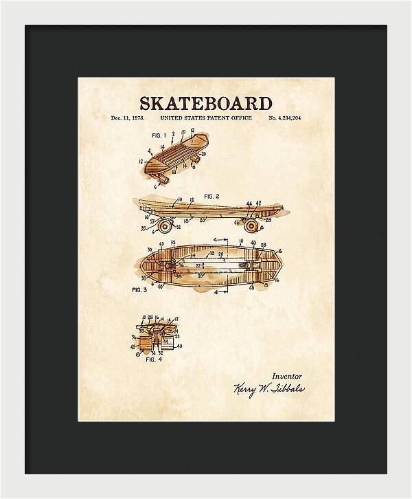 Skateboard Watercolor Patent Us4234204a