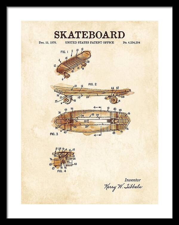 Skateboard Watercolor Patent Us4234204a
