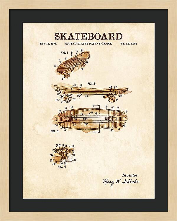 Skateboard Watercolor Patent Us4234204a