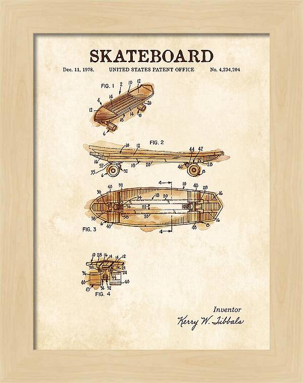 Skateboard Watercolor Patent Us4234204a
