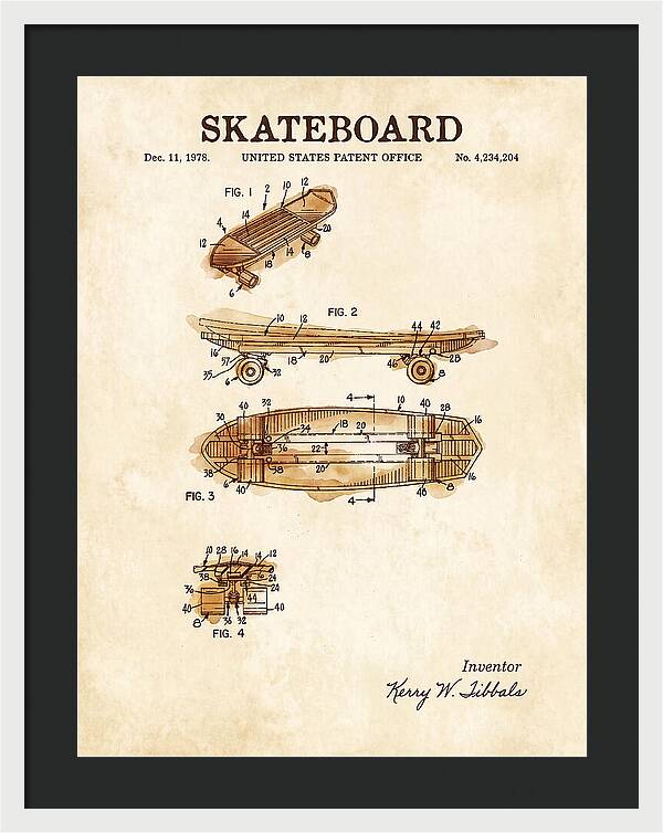 Skateboard Watercolor Patent Us4234204a