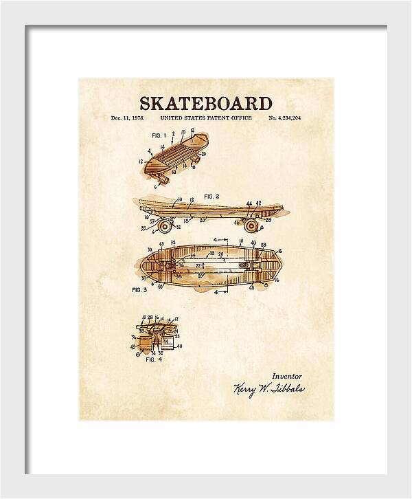 Skateboard Watercolor Patent Us4234204a
