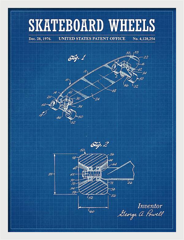 Skateboard Wheels Powell Blueprint Patent Us4128254a