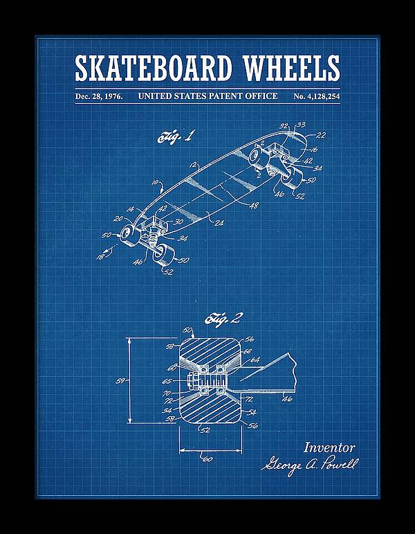 Skateboard Wheels Powell Blueprint Patent Us4128254a