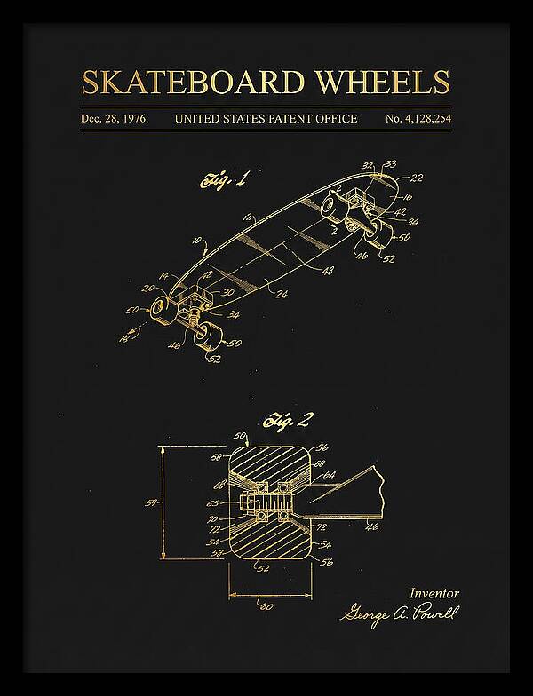 Skateboard Wheels Powell Gold Patent Us4128254a