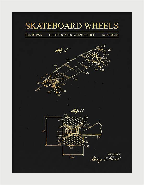 Skateboard Wheels Powell Gold Patent Us4128254a