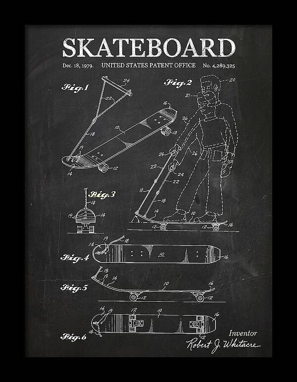 Skateboard With Tow Handle Chalkboard Patent Us4289325a