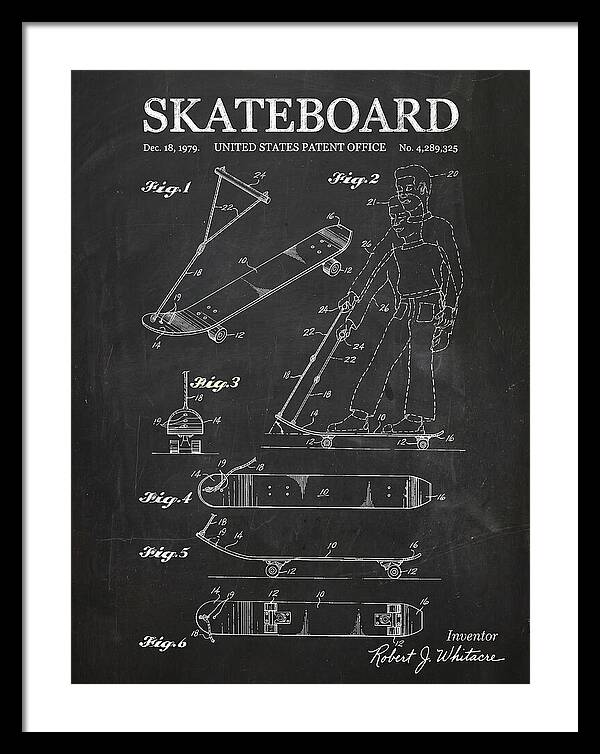 Skateboard With Tow Handle Chalkboard Patent Us4289325a