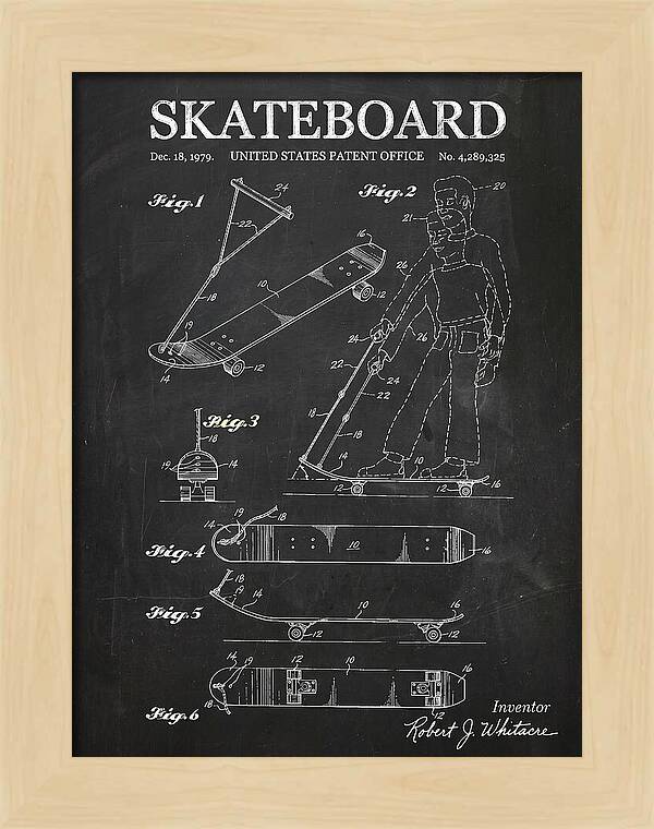 Skateboard With Tow Handle Chalkboard Patent Us4289325a