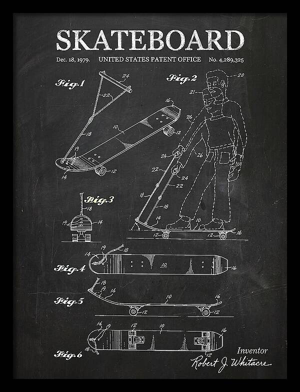 Skateboard With Tow Handle Chalkboard Patent Us4289325a