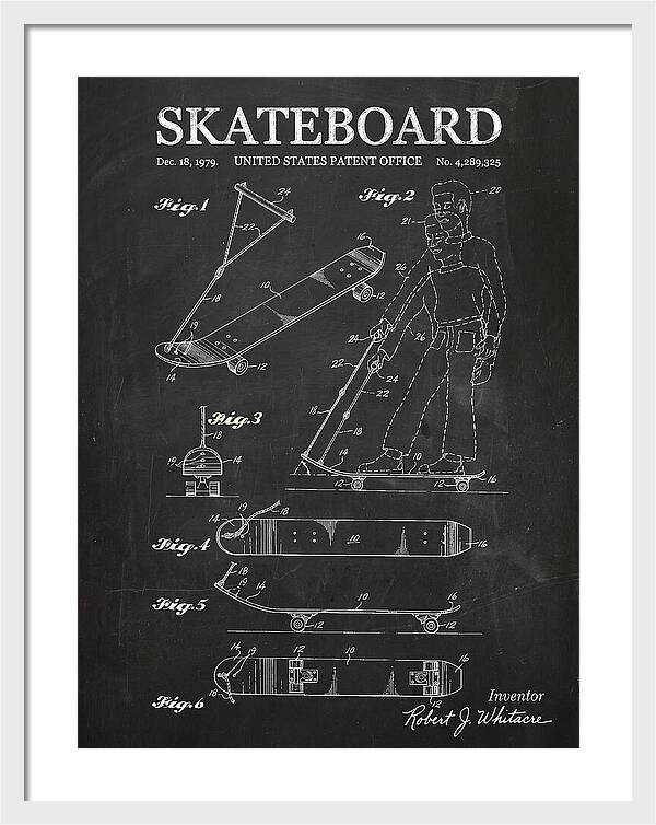 Skateboard With Tow Handle Chalkboard Patent Us4289325a