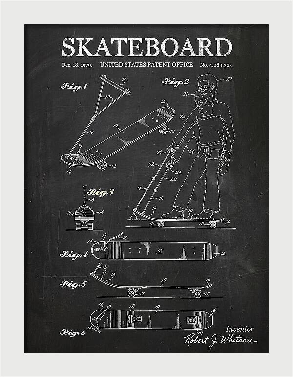 Skateboard With Tow Handle Chalkboard Patent Us4289325a