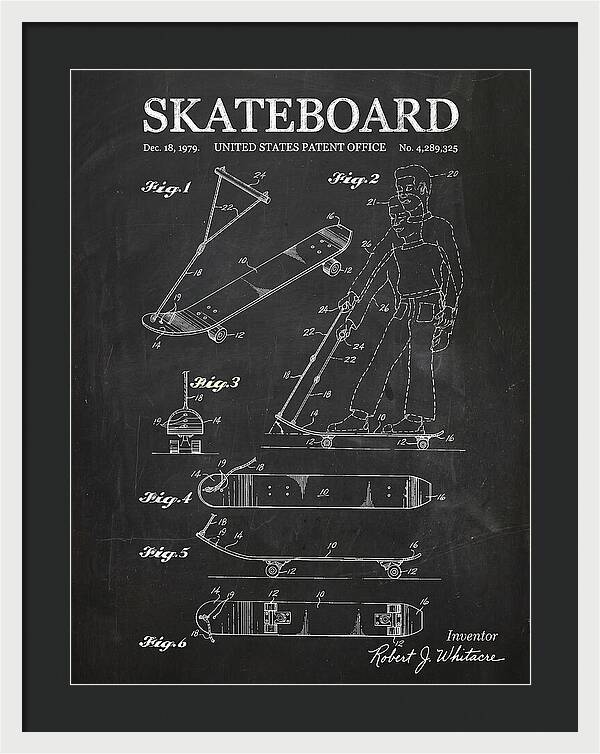 Skateboard With Tow Handle Chalkboard Patent Us4289325a