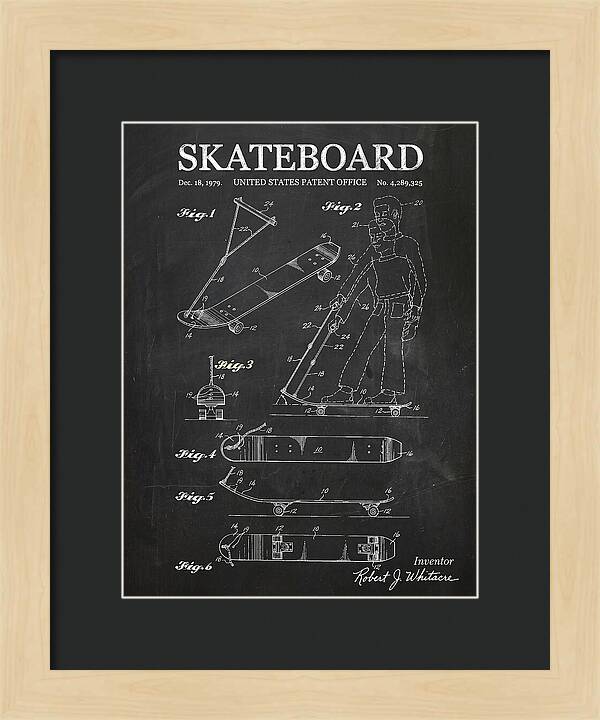 Skateboard With Tow Handle Chalkboard Patent Us4289325a