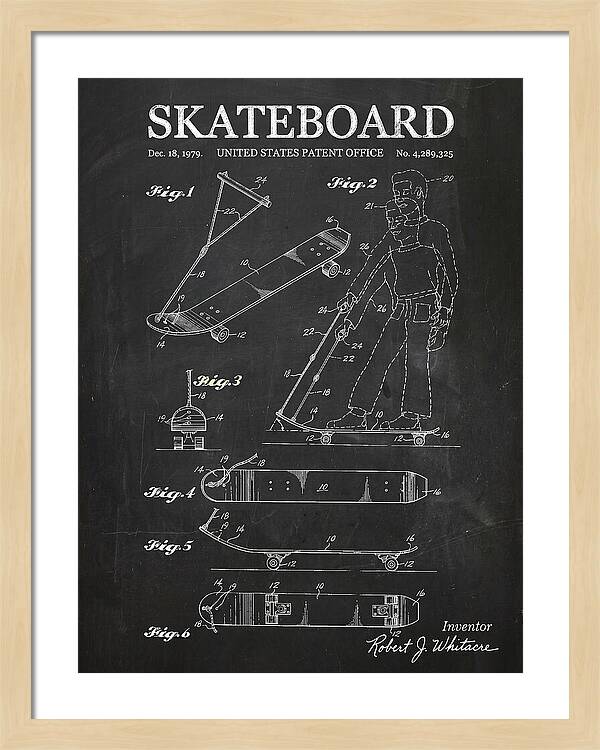Skateboard With Tow Handle Chalkboard Patent Us4289325a