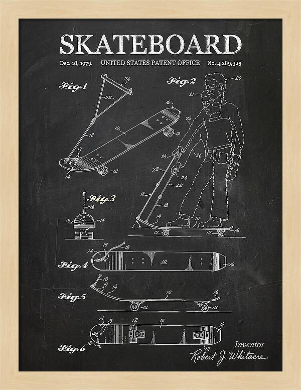 Skateboard With Tow Handle Chalkboard Patent Us4289325a