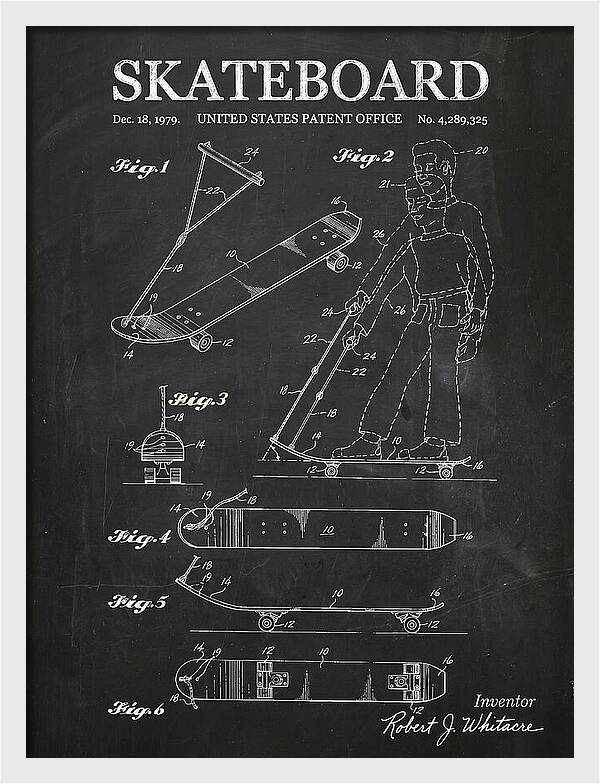 Skateboard With Tow Handle Chalkboard Patent Us4289325a