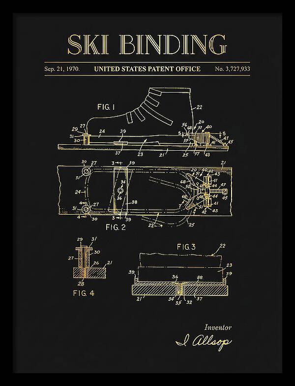 Ski Binding Gold Patent Us3727933a