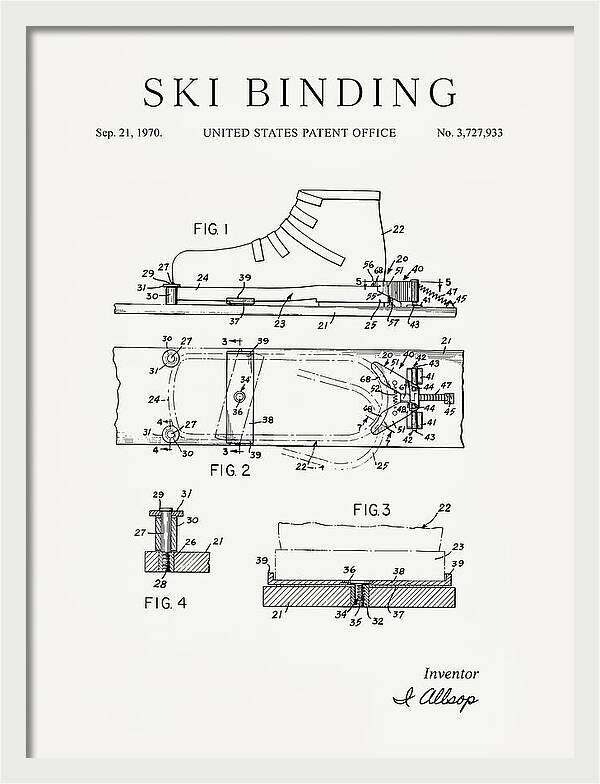 Ski Binding Minimalist Patent Us3727933a