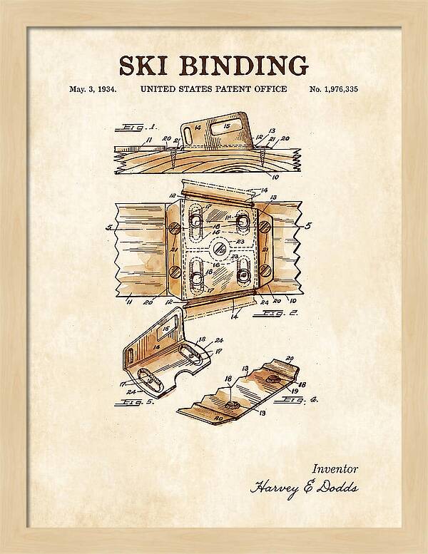 Ski Binding Watercolor Patent Us1976335a