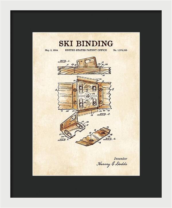 Ski Binding Watercolor Patent Us1976335a