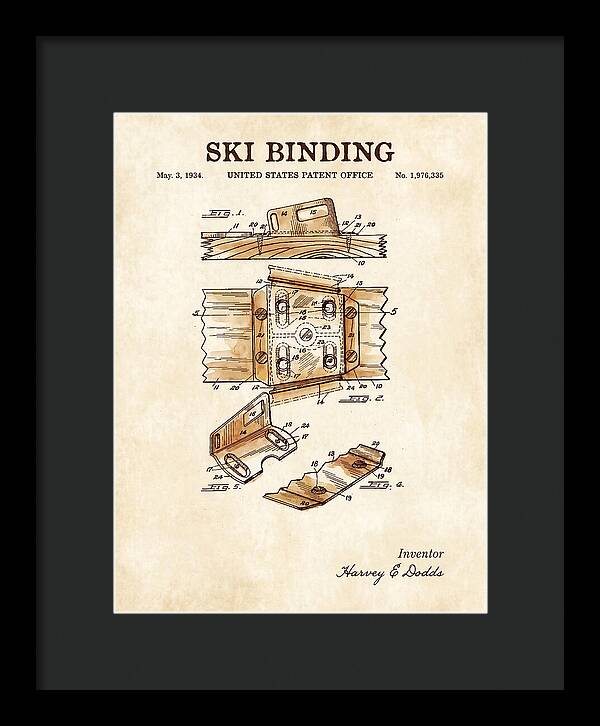 Ski Binding Watercolor Patent Us1976335a
