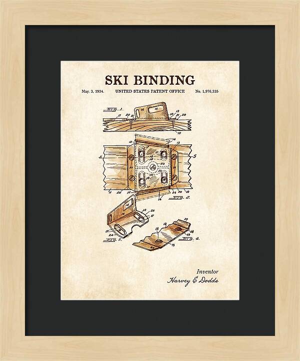 Ski Binding Watercolor Patent Us1976335a