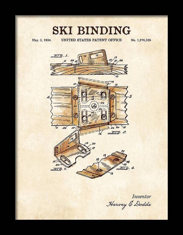 Ski Binding Watercolor Patent Us1976335a