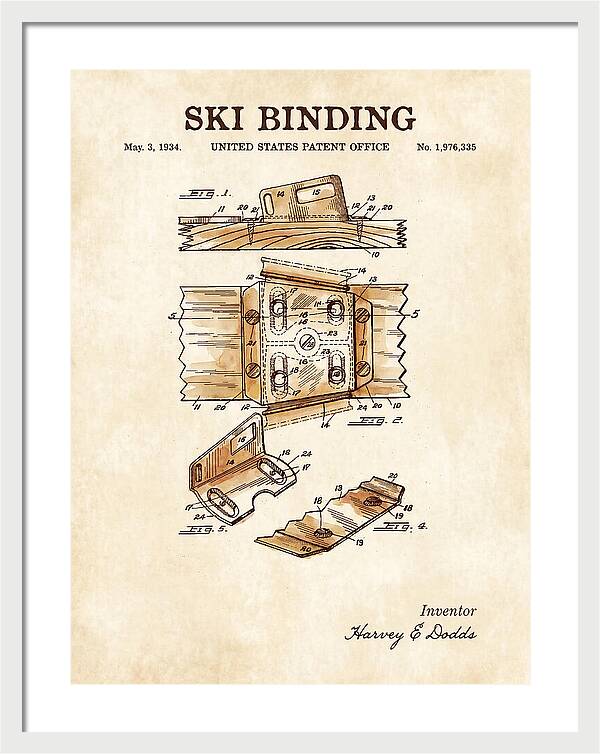 Ski Binding Watercolor Patent Us1976335a